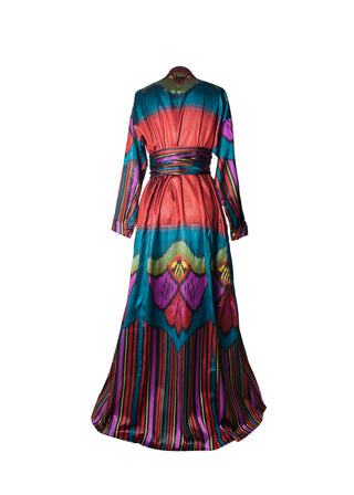 SILK IKAT FLARED WRAP DRESS IK112
