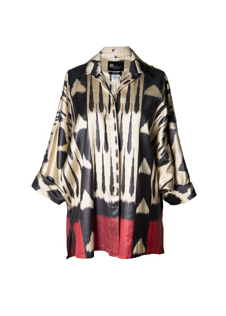OVERSIZED SILK IKAT BATWING SHIRT IK98
