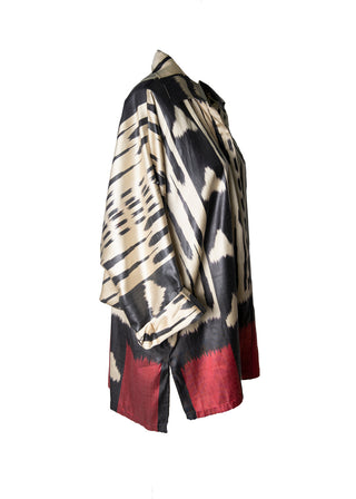 OVERSIZED SILK IKAT BATWING SHIRT IK98