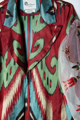 LUXURY SILK IKAT GOWN WITH PAINTING IK110