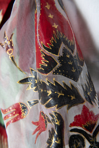 LUXURY SILK IKAT GOWN WITH PAINTING IK110