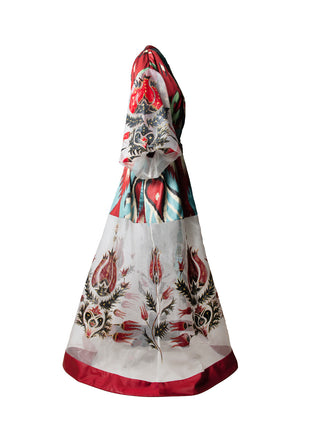 LUXURY SILK IKAT GOWN WITH PAINTING IK110