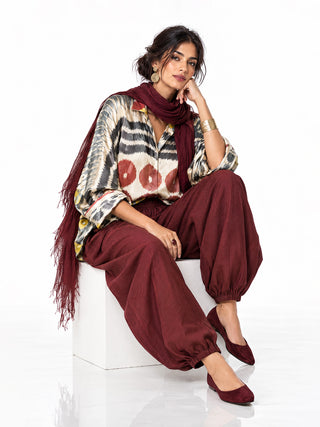 OVERSIZED SILK IKAT BATWING SHIRT