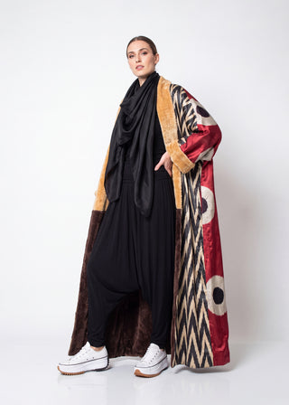 LONG SILK IKAT ROBE WITH FLEECE IK100/IK02