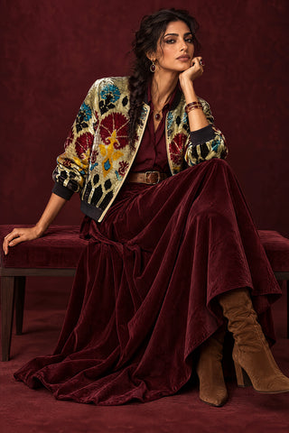 SILK IKAT VELVET BOMBER JACKET VT14