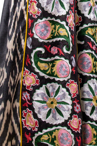 ONE-OF-A-KIND SILK IKAT KAFTAN WITH SUZANI HAND-EMBROIDERY IK19