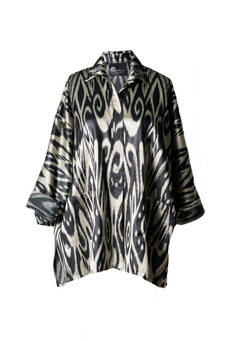 OVERSIZED SILK IKAT BATWING SHIRT IK20