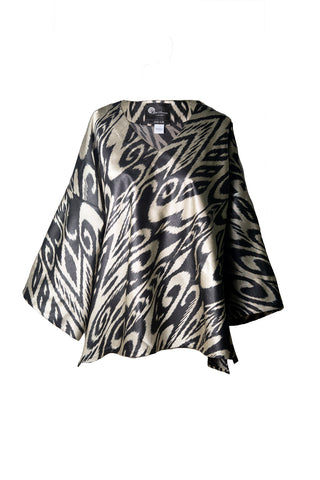 OVERSIZED SILK IKAT V-NECK TOP IK20