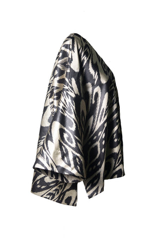 OVERSIZED SILK IKAT V-NECK TOP IK20
