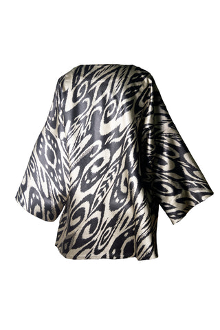 OVERSIZED SILK IKAT V-NECK TOP IK20