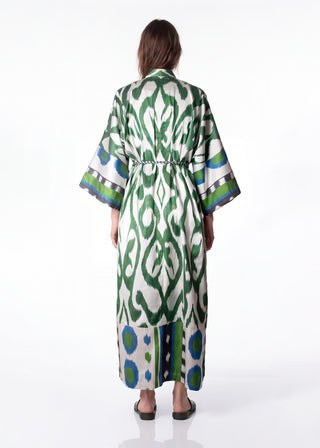 SILK IKAT KIMONO DUSTER / Green