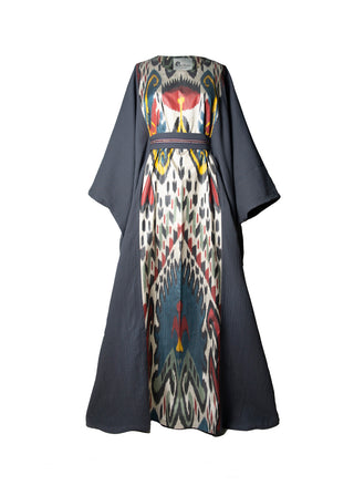SILK IKAT LONG KAFTAN DRESS IK83