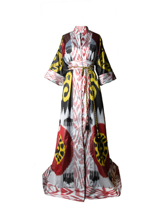 ONE-OF-A-KIND SILK IKAT MAXI KAFTAN IK14