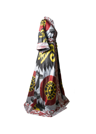 ONE-OF-A-KIND SILK IKAT MAXI KAFTAN IK14