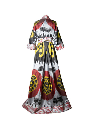 ONE-OF-A-KIND SILK IKAT MAXI KAFTAN IK14