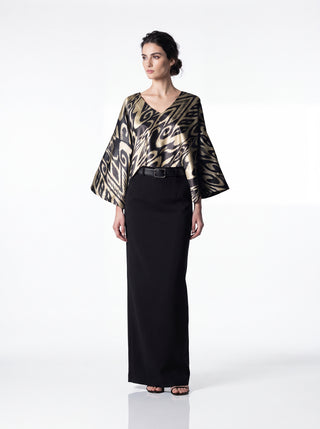 OVERSIZED SILK IKAT V-NECK TOP IK20