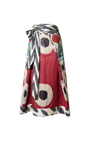 SILK IKAT COMBO WRAP SKIRT IK100/IK82