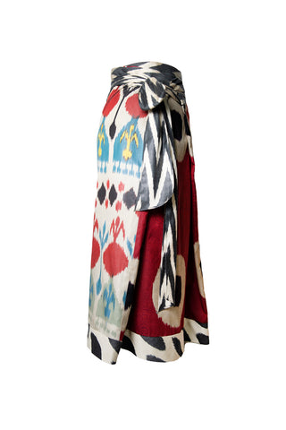 SILK IKAT COMBO WRAP SKIRT IK100/IK82