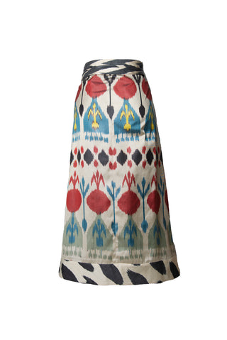 SILK IKAT COMBO WRAP SKIRT IK100/IK82