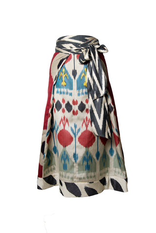 SILK IKAT COMBO WRAP SKIRT IK100/IK82
