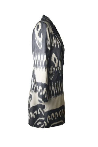 LONG SILK IKAT ENGLISH COLLAR JACKET IK74