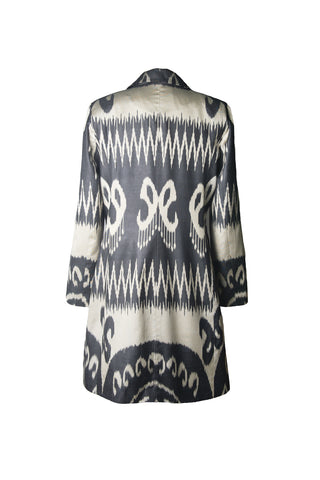 LONG SILK IKAT ENGLISH COLLAR JACKET IK74