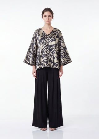 OVERSIZED SILK IKAT V-NECK TOP IK20
