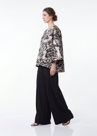 OVERSIZED SILK IKAT V-NECK TOP IK20