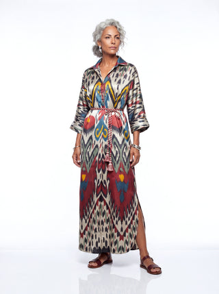 SILK IKAT LONG KAFTAN DRESS IK83