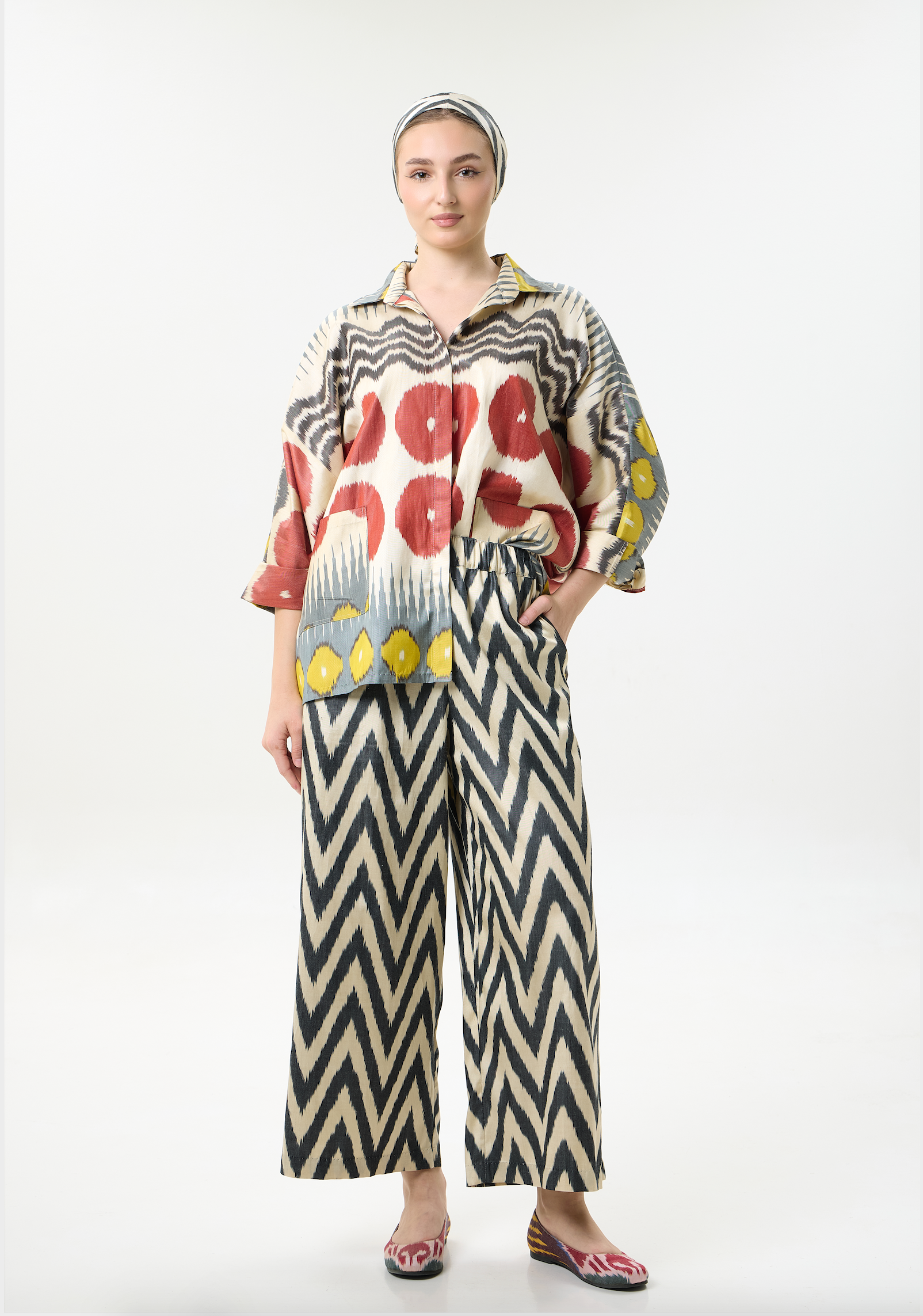 SILK IKAT WIDE-LEG PANTS