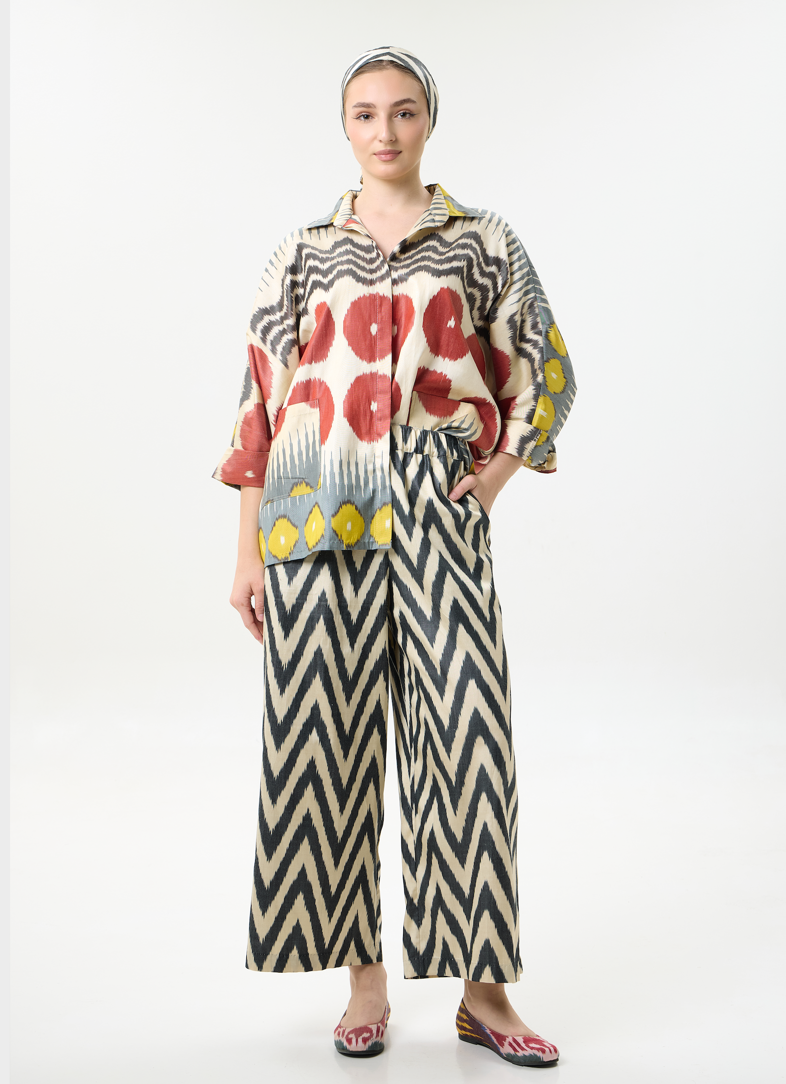 SILK IKAT OVERSIZED BATWING SHIRT