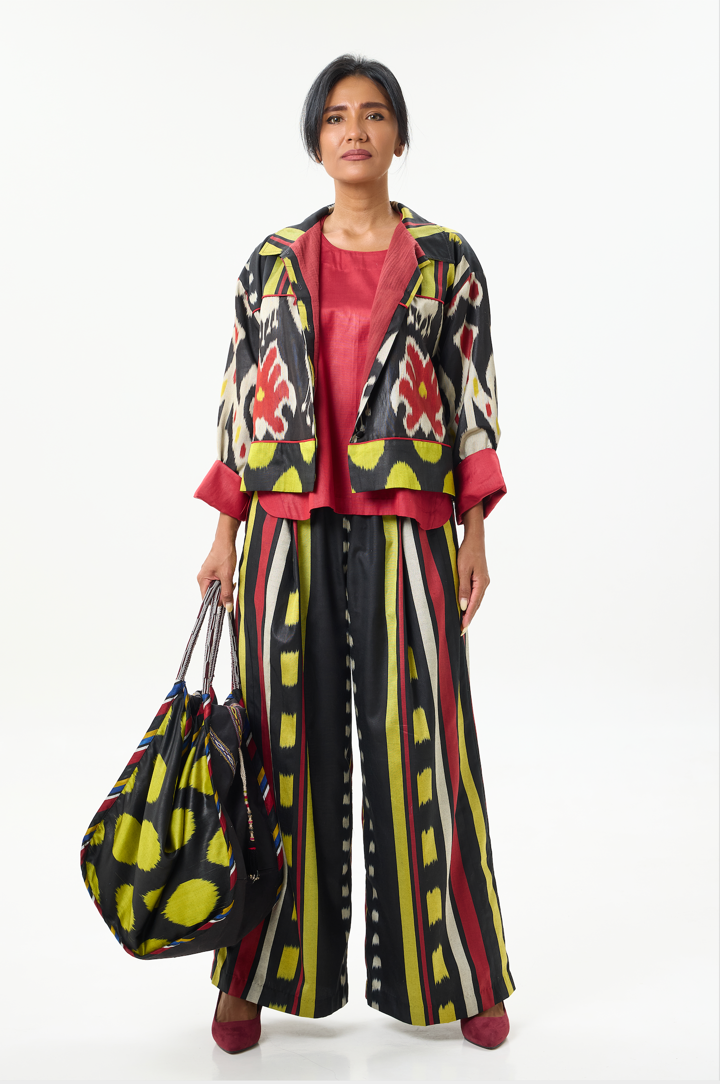 SILK IKAT WIDE-LEG PANTS