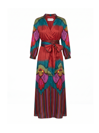SILK IKAT FLARED WRAP DRESS IK112
