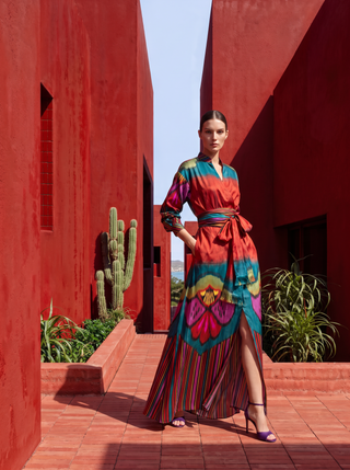 SILK IKAT FLARED WRAP DRESS IK112