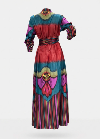 SILK IKAT FLARED WRAP DRESS IK112