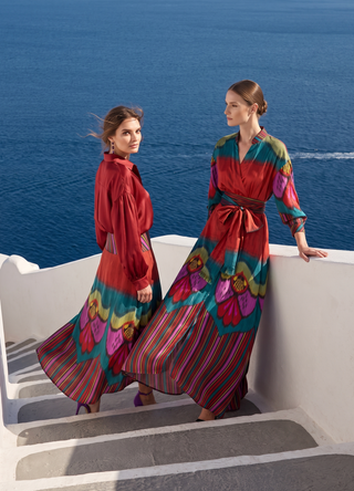 SILK IKAT FLARED WRAP DRESS IK112