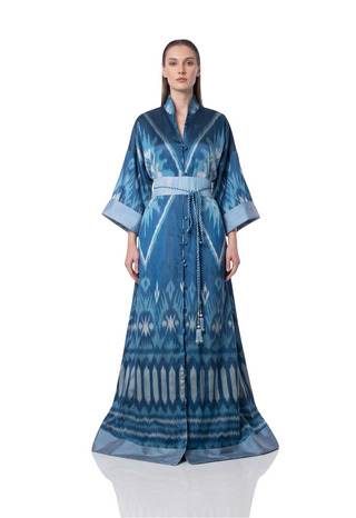ONE-OF-A-KIND SILK IKAT MAXI KAFTAN  IK105