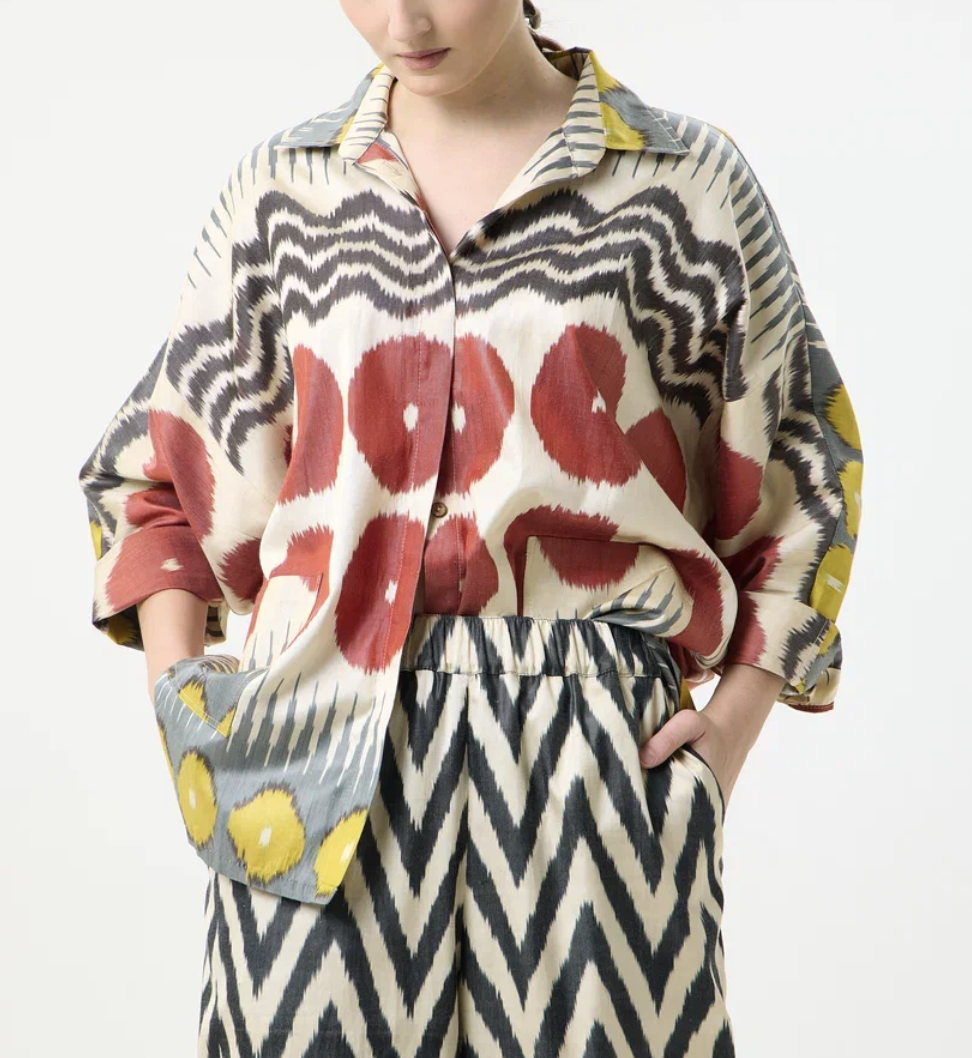 SILK IKAT OVERSIZED BATWING SHIRT