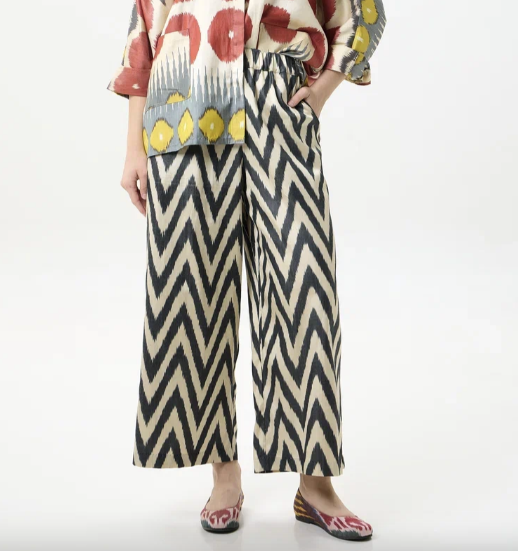 SILK IKAT WIDE-LEG PANTS