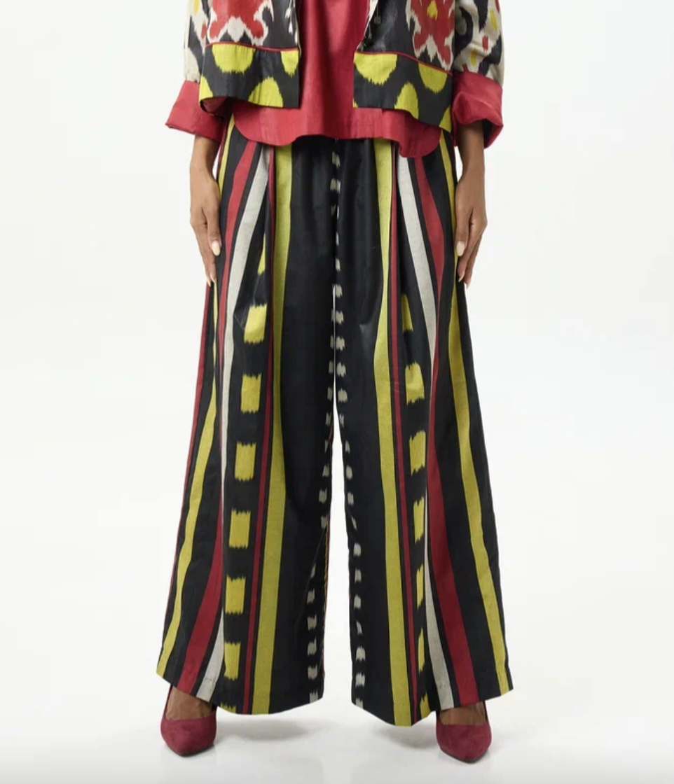SILK IKAT WIDE-LEG PANTS