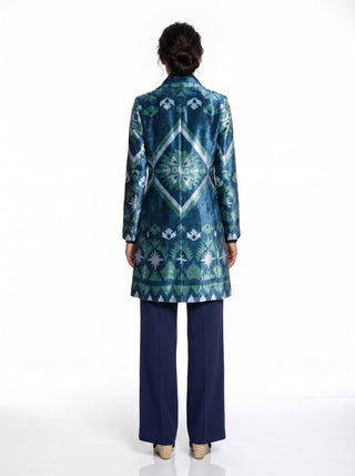 LONG SILK IKAT VELVET ENGLISH COLLAR JACKET VT15