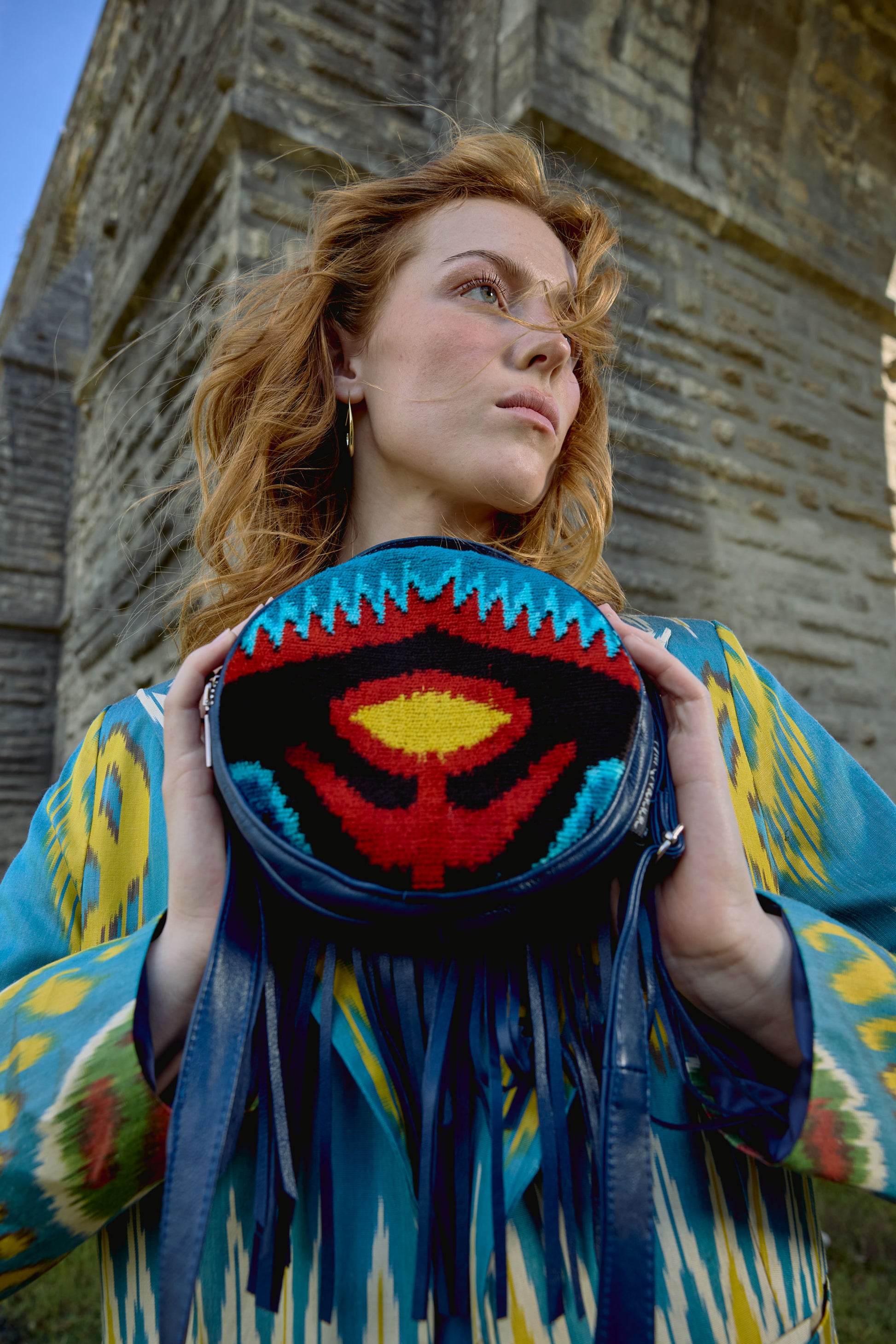 IKAT VELVET SHOULDER BAG