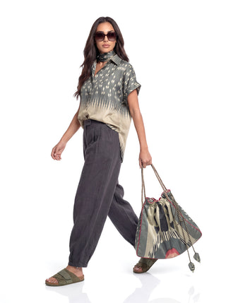 SILK IKAT DROP SHOULDER TOP IK85