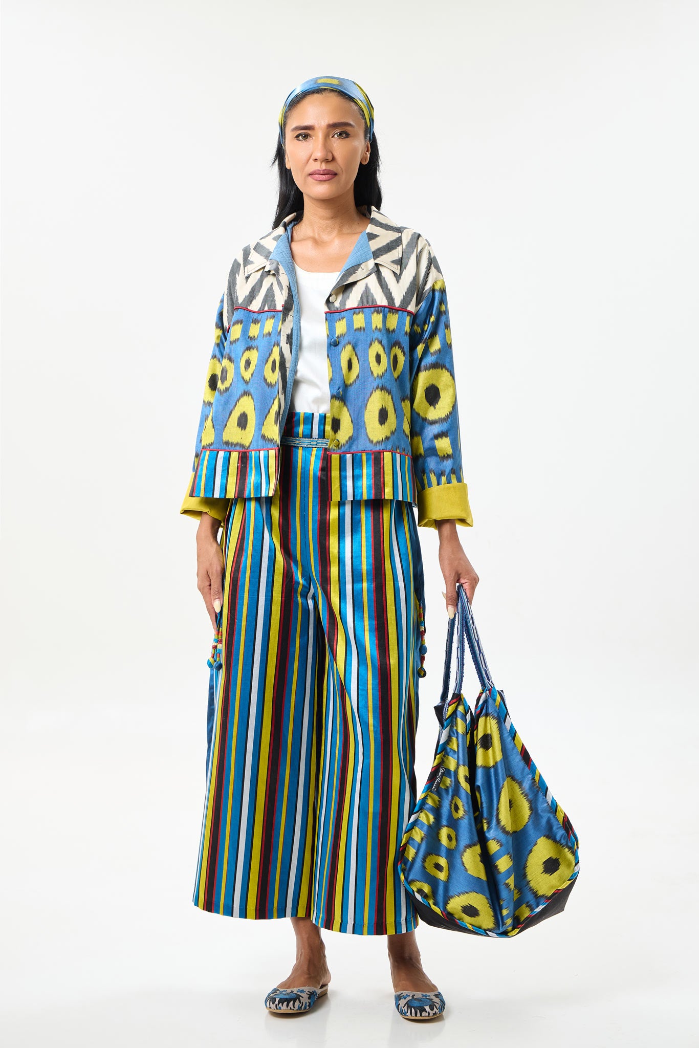 LARGE SILK IKAT COMBO HOBO BAG
