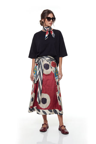 SILK IKAT COMBO WRAP SKIRT IK100/IK82