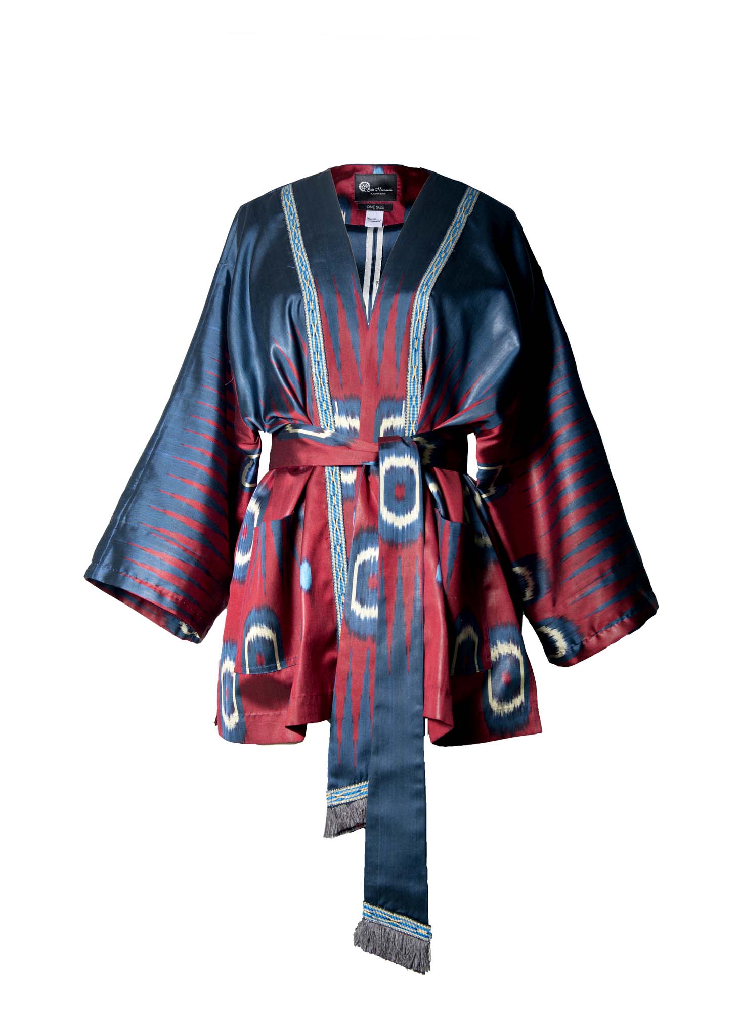 SILK IKAT KIMONO JACKET WITH BELT