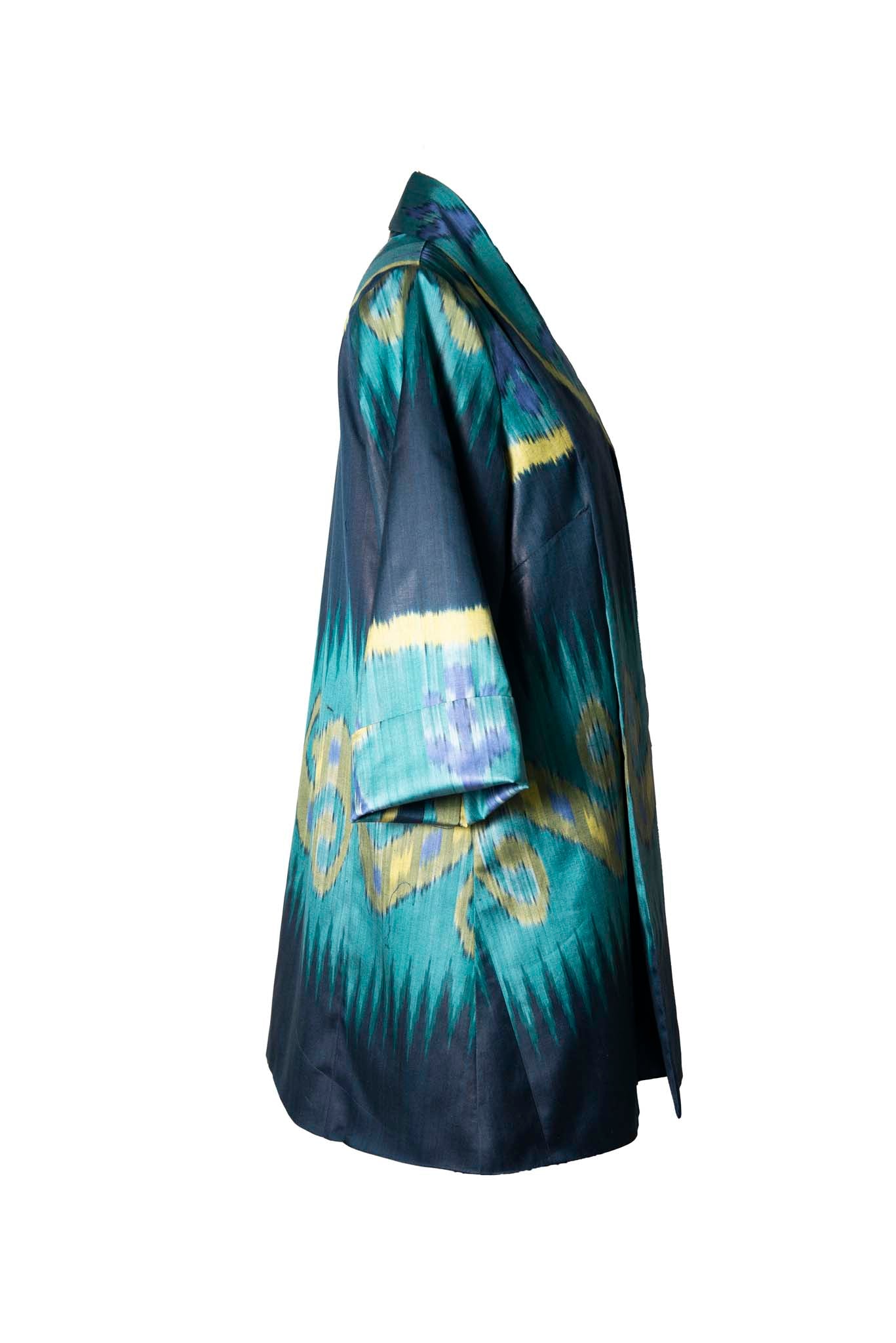 SILK IKAT SHAWL COLLAR JACKET