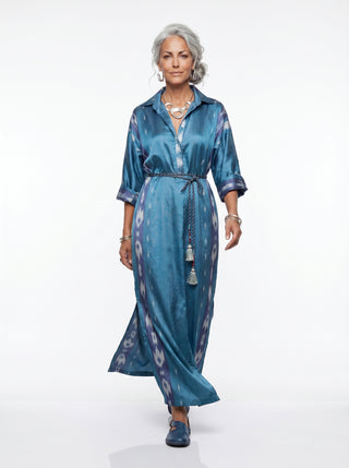 SILK IKAT LONG KAFTAN DRESS IK106