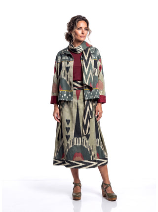 SILK IKAT COMBO WRAP SKIRT IK103/IK102