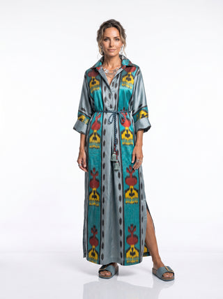 SILK IKAT LONG KAFTAN DRESS IK108